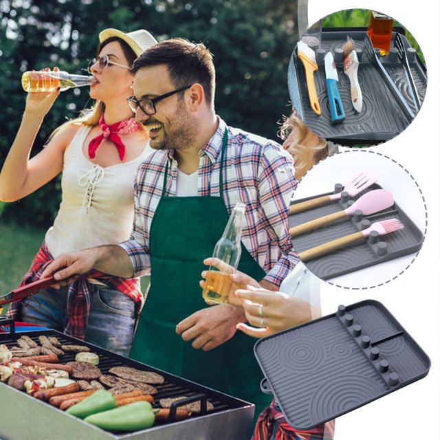 TIMIFIS Barbecue Mats Griddle Mat Barbeque Grill Accessories Tools For Side Shelf Mat Grill Pad For Outdoor Grill Kitchen Counter Spatula Mat With Drip Pad For K kitchen gadgets Kitchen Gadgets