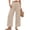 Beige, variant on Womens Cotton Linen Pants Casual Button Up High Waisted Wide Leg Trousers Business Offices Trousers Straight Pants Trouser Summer Clothes Beige L