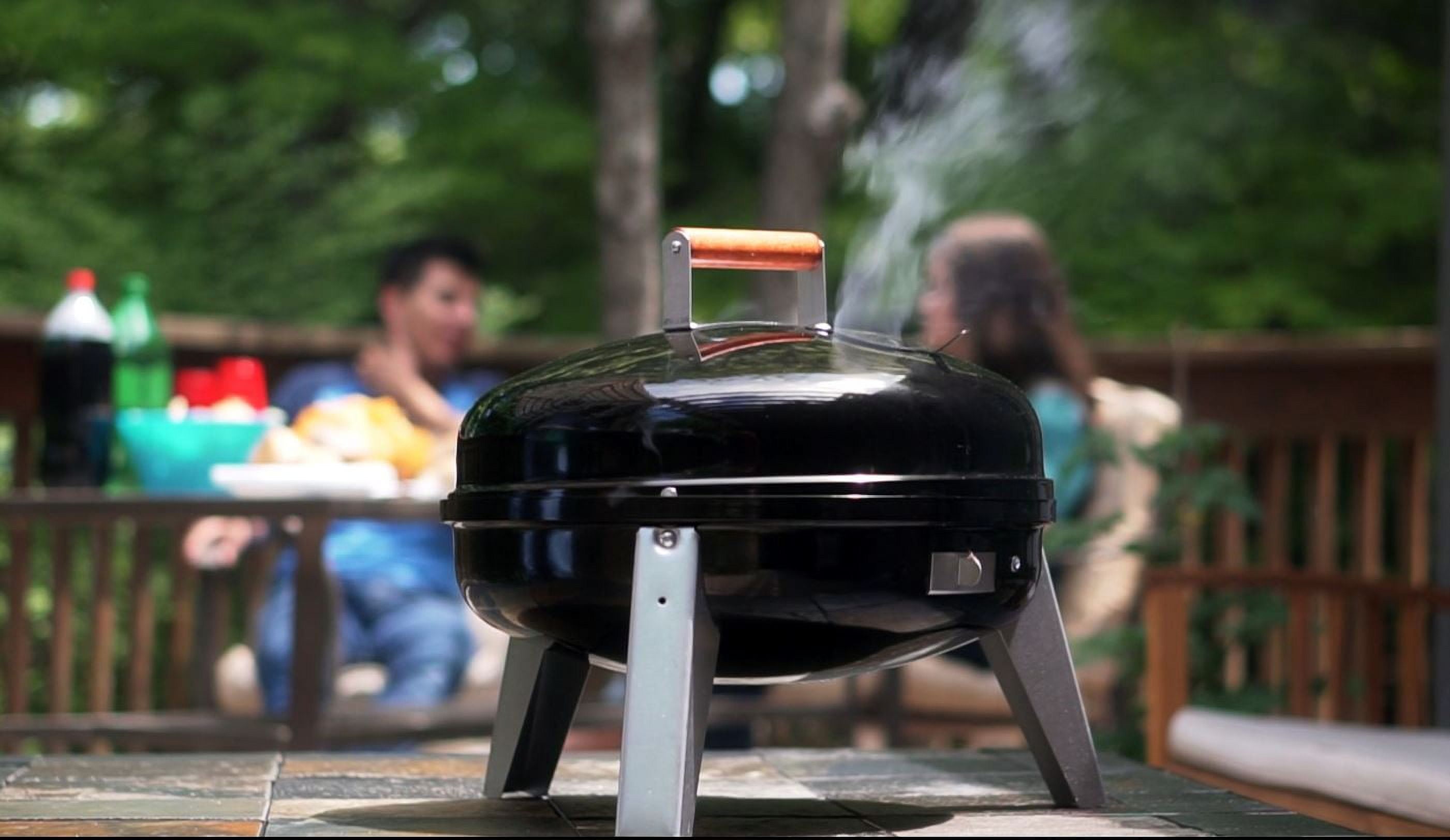 Americana Lock 'N Go Portable Steel Charcoal Grill, 176 Sq. In. Cooking Area, Black