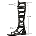 thumbnail image 2 of ANUFER Womens Knee High Roman Gladiator Sandals Rivets Studded Strappy Zipper Thong Sandals Black SN020342 US9, 2 of 8