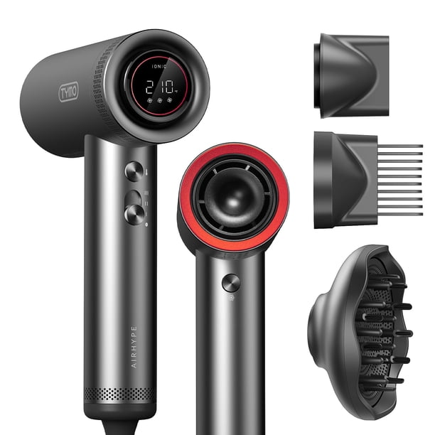 TYMO - Secador de pelo profesional, iones negativos, difusor, 23 m/s, aluminio, compacto, 4 temperaturas, 3 velocidades, pantalla HD