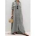 thumbnail image 2 of Chouyatou Women's Casual Long Sleeve Maxi Shirt Dress Loose Fit Cotton Button Down Swing Long Dress, 2 of 3