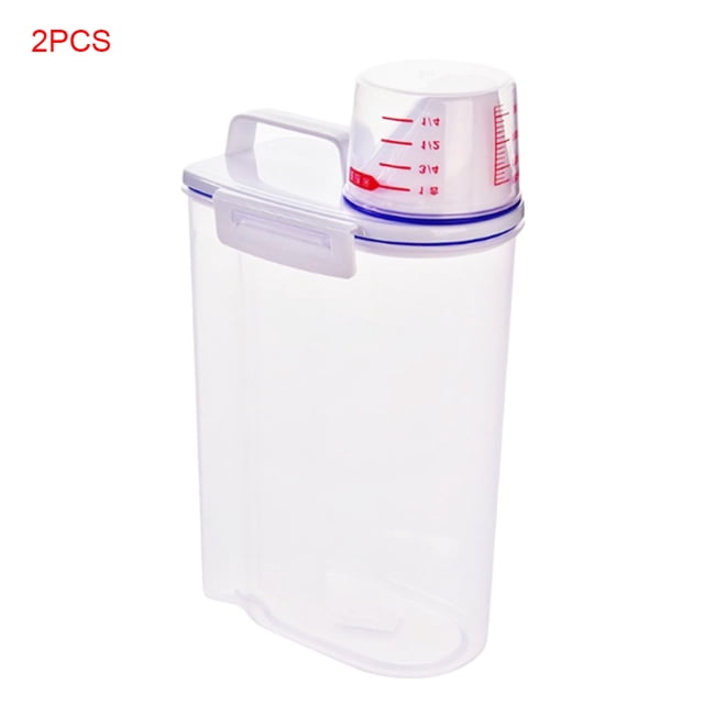 2 Pieces Rice Container Cereal Grain cereal dispenser box Storage Box with Cap 2kg Moisture-proof Rice Plastic Dispenser