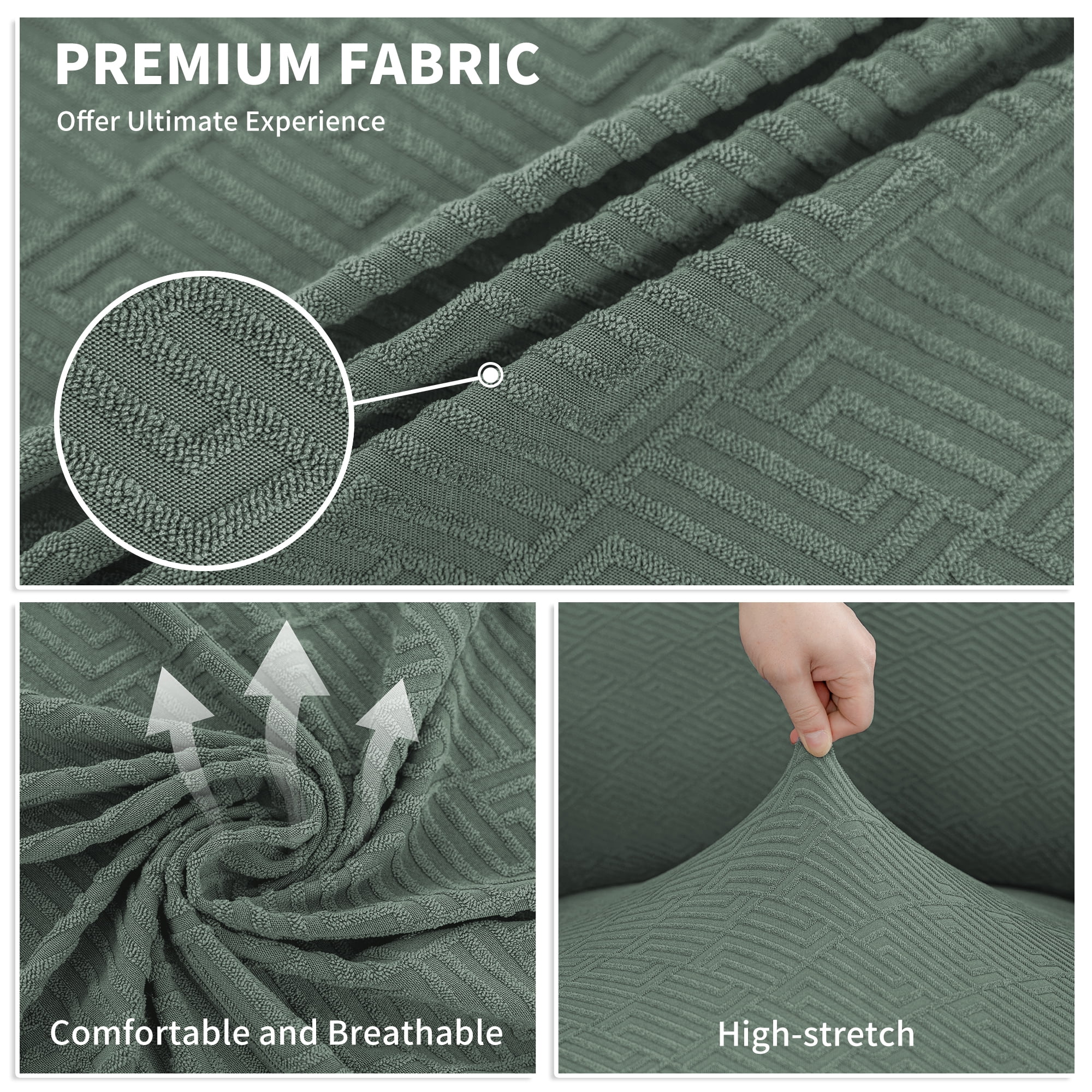 JIATER 1-Piece Armchair Sofa Cover Stretch Couch Cover Washable Sofa Slipcover Non-Slip Furniture Protector,Bean Green