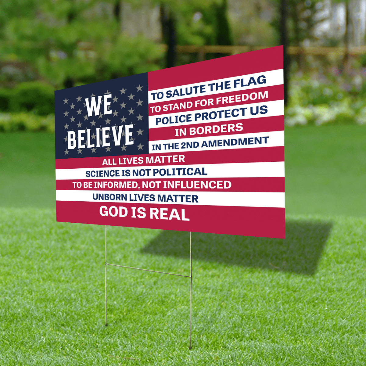 Lotusprinthandmade Christian We Believe To Salute The Flag Yard Sign 2 Sizes (24x18 inches)