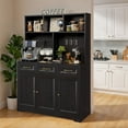 thumbnail image 3 of Aiho Kitchen Pantry Cabinet with Countertop Kitchen Hutch Storage Cabinet 60" Tall Pantry Coffee Bar with Storage, Modern Kitchen Hutch with Microwave Stand for Dining Room, Kitchen - Black, 3 of 10