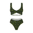 thumbnail image 5 of Honeii Green Branch Olive Print Women’s Bikini Set,Two Piece Swimsuit Bathing Suits,Stylish High Elasticity Swimwear for Beach and Pool, 5 of 7