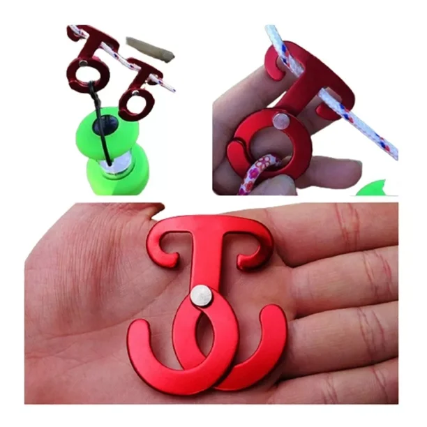 4piezas Mini Gancho Aluminio Rojo Colgar Olla Mochila Camping Tienda