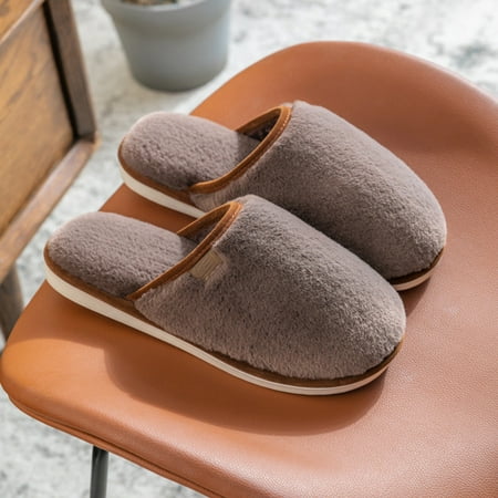 

woxinda men s shoes couple style solid color plush autumn winter warm closed-toe cotton slippers