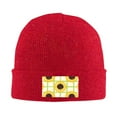 thumbnail image 2 of ZICANCN Sunflowers Yellow Leopard Print Knit Beanie Hat, Winter Cap Soft Warm Classic Hats for Men Women, Red, 2 of 8