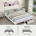 thumbnail image 2 of SIBEDS Bed Frame with Bookcase Storage Headboard and 2 Drawers Linen Cream Upholstered Tufted Wingback Beds, Queen, 2 of 9