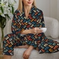 thumbnail image 4 of Goofa Retro Tape Printed Women’s 2 Piece Pajama Set Super,Pajamas Women's Long Sleeve Sleepwear Soft Button Down Loungewear Pjs Lounge Set Nightwear-Large, 4 of 9