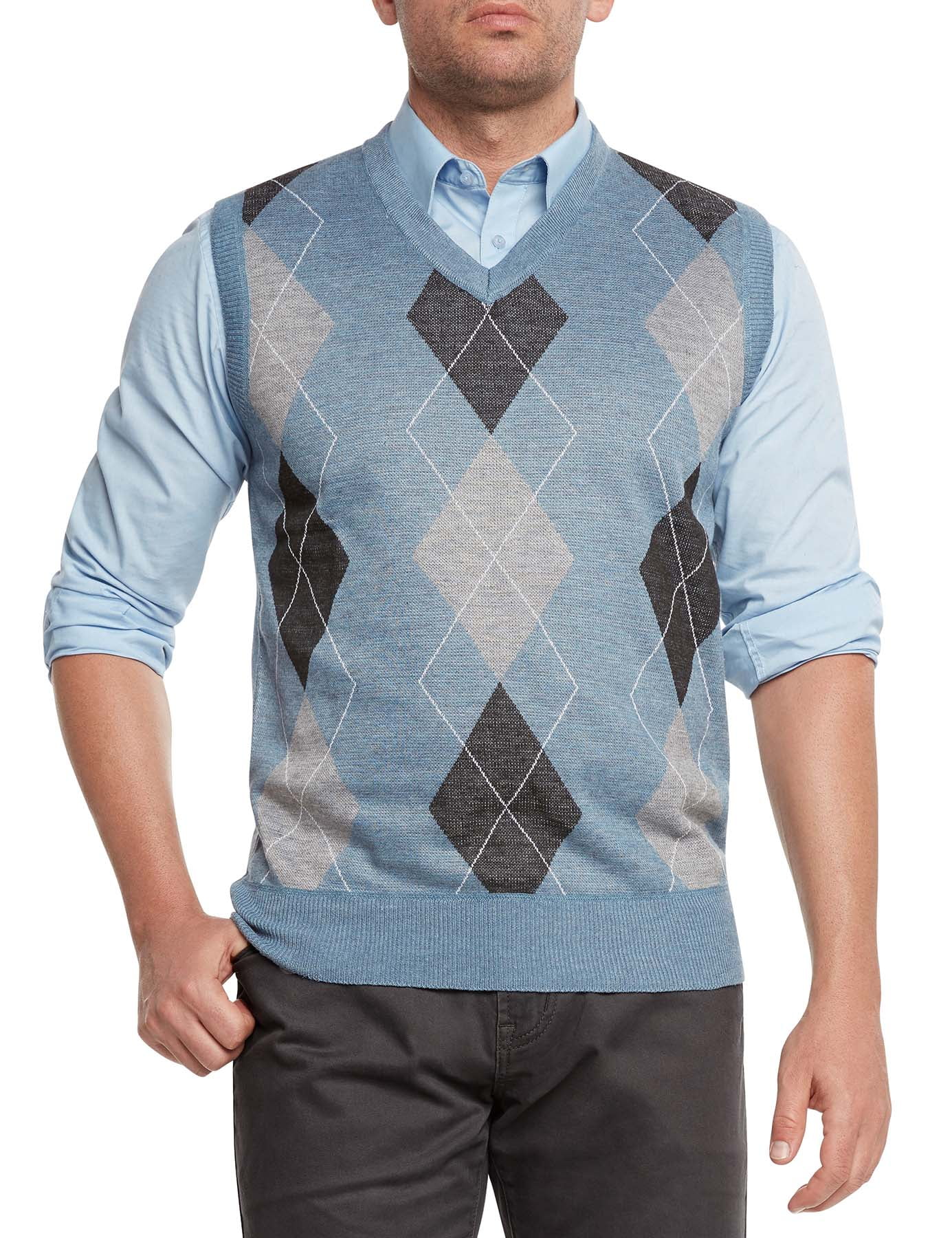 True Rock Men's Argyle V-Neck Sweater 