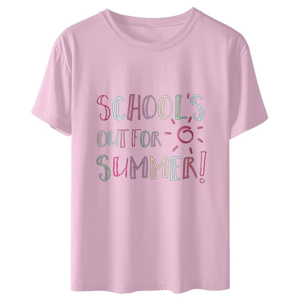 Jersey suelto para mujer Camiseta de manga corta con cuello redondo y estampado del día del maestro Camiseta de manga corta con cuello redondo/Camisa Pompotops hfajkhk141202