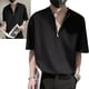thumbnail image 2 of Camisa de manga corta para hombre, media manga con cremallera de un cuarto, Color puro, transpirable, Top de verano para fiesta, viajes y citas, 2 of 8