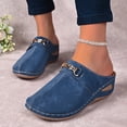 thumbnail image 2 of Wedge Suede Clogs for Women Retro Closed Toe Mules Comfortable Dress Slides Soft Soled Backless Platform Sandals Blue Size 6, 2 of 8