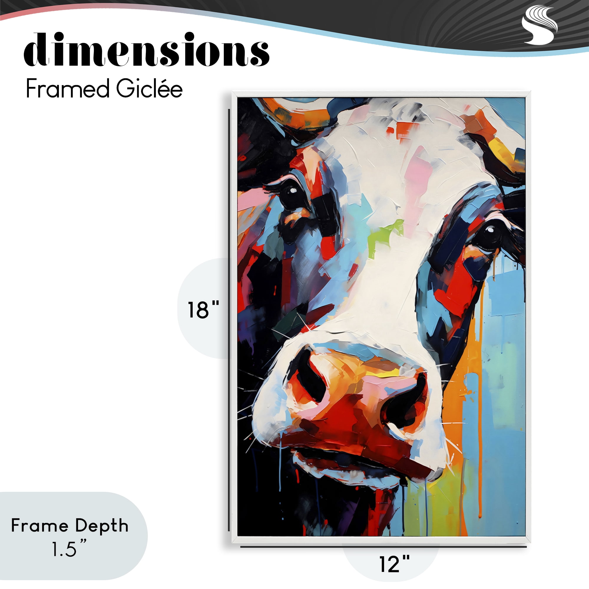 Stupell Industries Cow Of Many Colors White Framed Giclee Art, design by Creative Studio