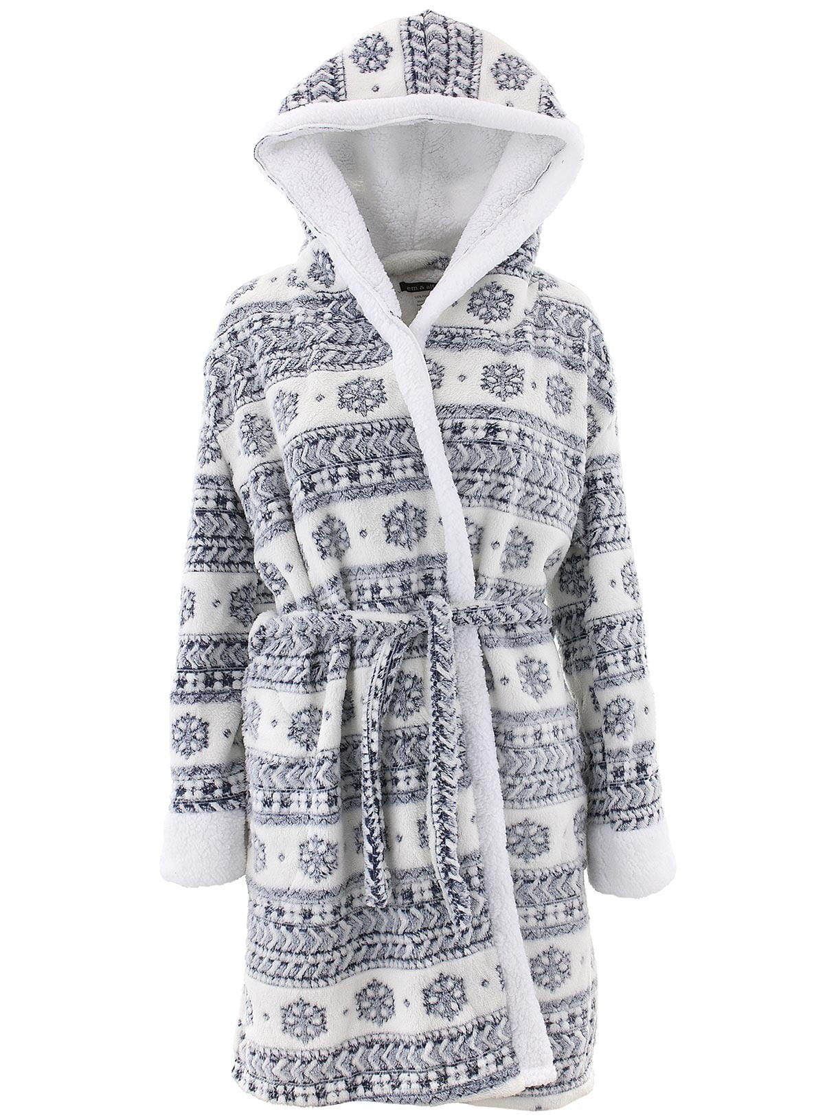 Em & Alfie Em and Alfie Juniors Navy Nordic Hooded Plush Bathrobe