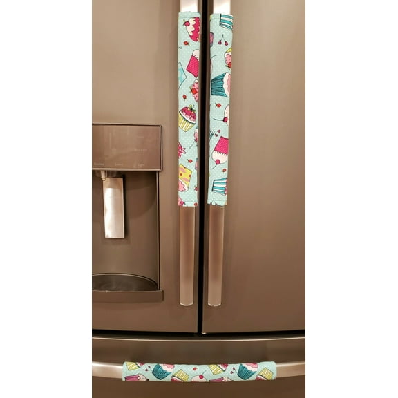Teal Cupcake Refrigerator Oven Dishwasher Handle Covers by Penny's Needful Things (15 Inch) (Set of 3)