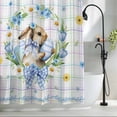 thumbnail image 2 of Watercolor Easter Shower Curtain Set, Waterproof Shower Curtains for Bathroom, Cute Rabbits Flower Wreath Eggs Bow Plaid Washable Fabric Bath Curtain for Bathtub Decoration with Hooks 72x78 Inches, 2 of 9