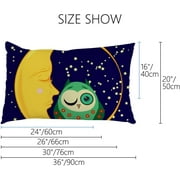 Wellsay Rectangle Pillowcases Cute Sleeping Owl in Moon Circles Zippered Throw Pillow Case 20x36in Cushion Pillow Covers Protectors for Home Car Decoration