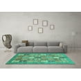 thumbnail image 3 of Ahgly Company Indoor Round Abstract Turquoise Blue Modern Area Rugs, 8' Round, 3 of 4
