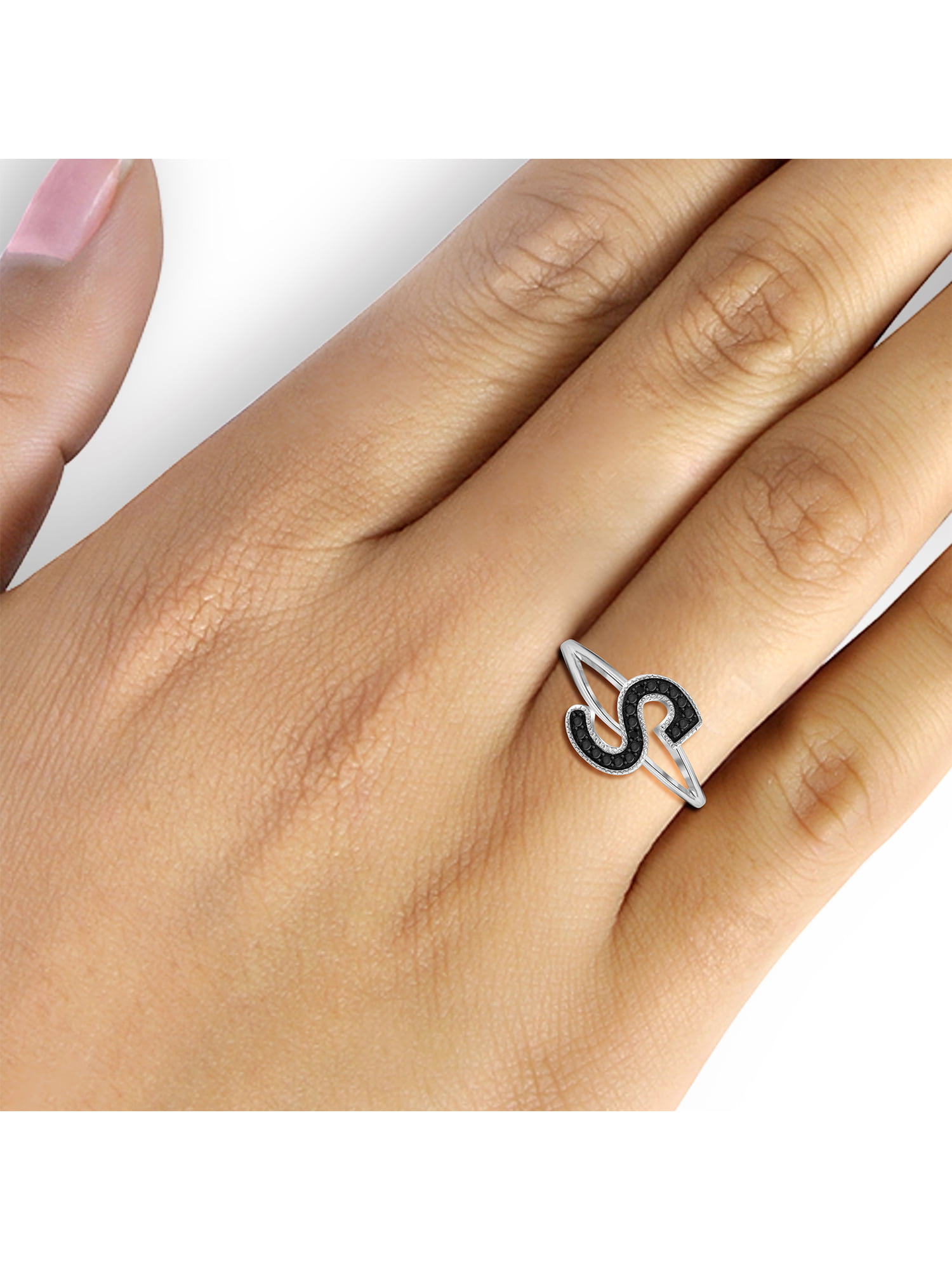 initial ''S'' Alphabet (CZ) Rhodium Plated Alloy Ring for Women and Girls