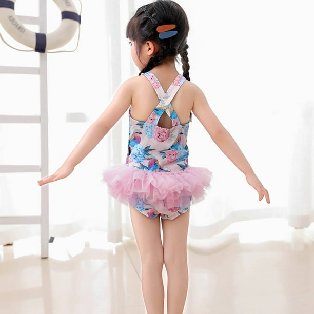 Kids Girls Cartoon Printed Tutu Monokini One-piece Swimsuit Swimwear for  2-5Y Size:L 