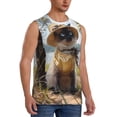 thumbnail image 2 of Fotbe Cat In Sun Hat Men's Camiseta sin Mangas Estampada para Hombres, Playera Casual para Gimnasio, Entrenamiento, Playa-3X-Large, 2 of 7