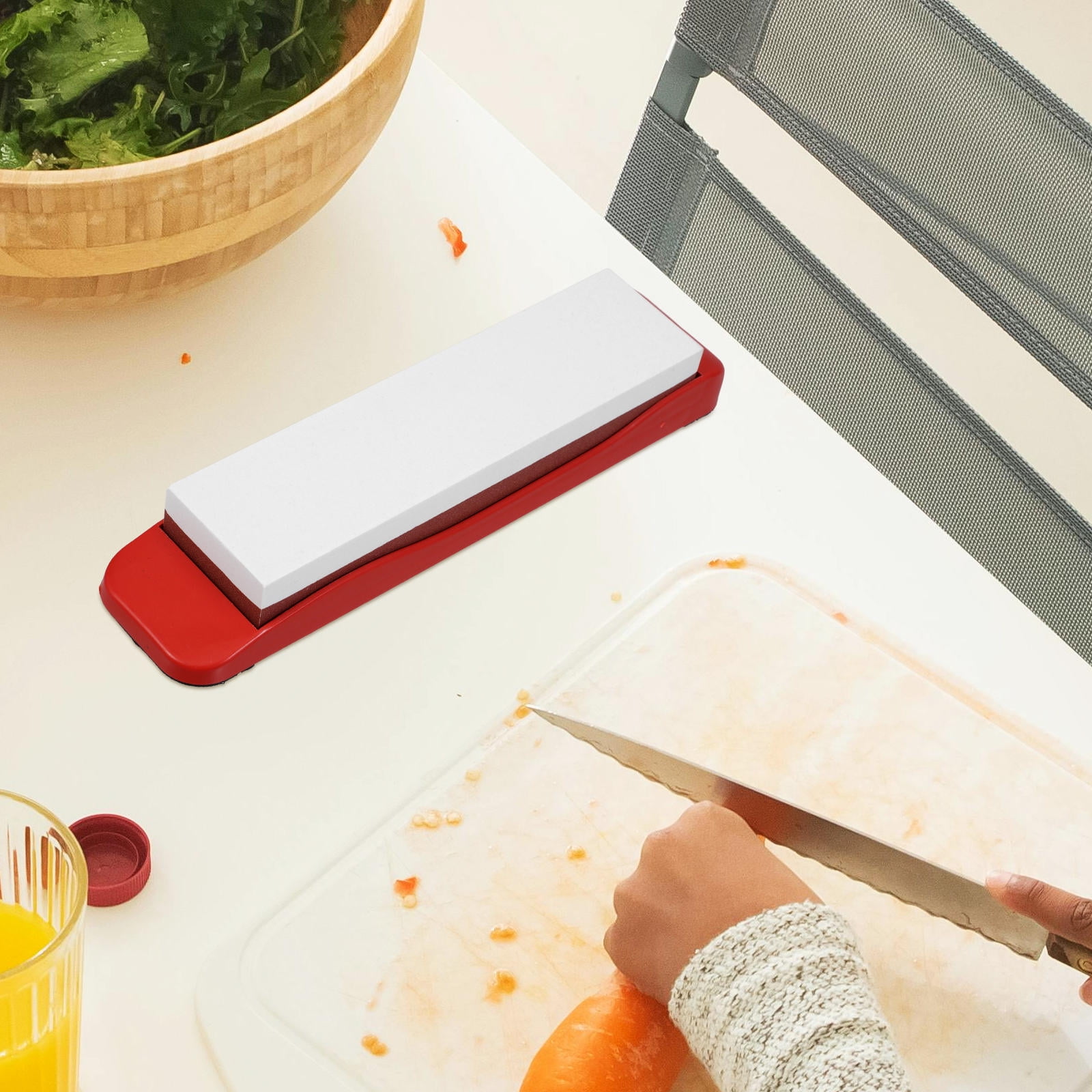 OUNONA Brown Sharpener for Kitchen Knives, Sharpening Stone with Fast and Effective Results