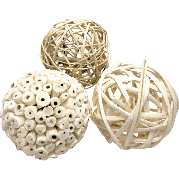 5119 Big Natural Bird Balls Pk3 M&M Bird Toys - Natural Chewing Foot Toys