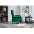 thumbnail image 2 of Velvet Wood Frame Armchair with Wide Backrest and Cushions, Modern Accent Chair, Lounge Chair with Sturdy Wood Legs for Living Room Bedroom, Green, 2 of 9