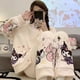 thumbnail image 2 of Pijamas de franela de dibujos animados para mujer, ropa de dormir de terciopelo Coral grueso, cárdigan Kuromi, ropa de casa, gran oferta, Invierno LIUWENJING unisex, 2 of 2