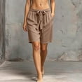 thumbnail image 4 of Cagogo Women's Drawstring Loose Shorts Summer Casual Flowy Beach Shorts Elastic Waist Comfy Lounge Trousers Fashion Beachwear Clothes, Brown M, 4 of 5