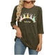 thumbnail image 3 of Mujeres 3/4 Manga Tops Y Blusas Impresas Cuello Redondo Casual Otoño Invierno Blusa, 3/4 Manga Casual Tops para Mujeres, 3 of 7