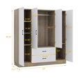 thumbnail image 6 of Idealcabin Freestanding Wardrobe Armoire With Drawers, Bedroom Wardrobe Closet for Hanging Clothes, Wood Cabinet with Shelves, 6 of 8