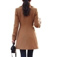 thumbnail image 5 of Mifsaly Womens Double Breasted Pea Coat Notch Lapel Long Sleeve Tailored Winter Jacket Warm Elegant Mid Length Outerwear for Office Work Travel Khaki,XL, 5 of 5