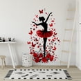 thumbnail image 1 of Adhesivo de pared con diseño de bailarín de ballet con mariposas y rosas rojas, 30 x 90 cm, 1 of 4