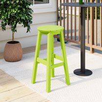 Costaelm Paradise 29" HDPE Round Outdoor Patio Bar Stool, Lime
