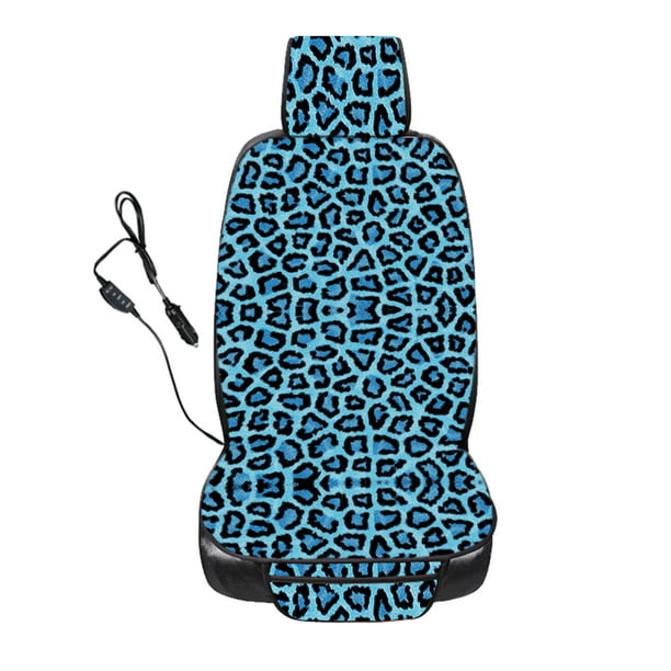 Miarhb Printed Leopard Print Car Seat Cover Heated Cushion Driving Position Plush Com - Blue Leopard Print Car Seat Covers