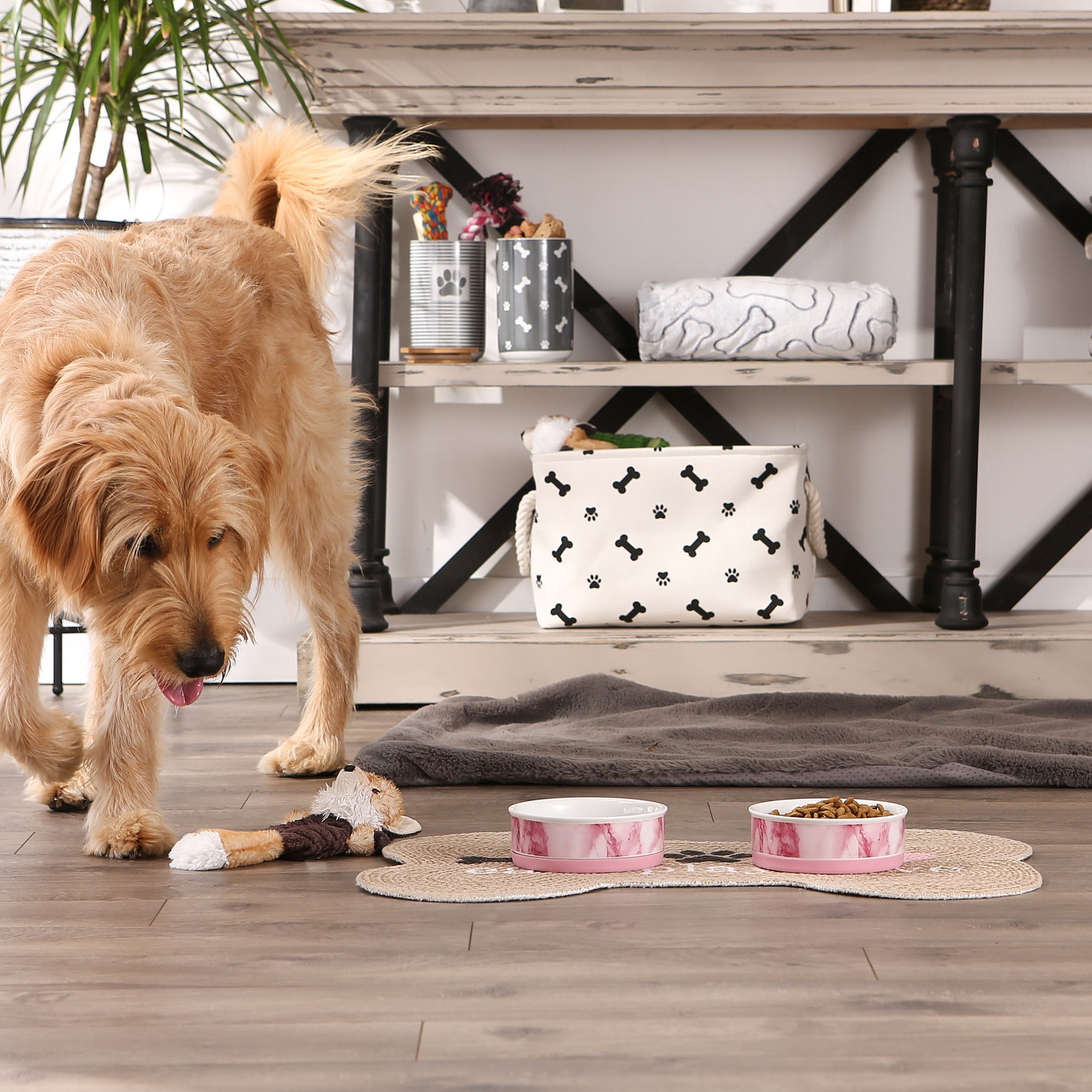 DII Pet Bowl Pink Marble Medium 6Dx2H (Set of 2)