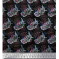 thumbnail image 1 of Soimoi Black Japan Crepe Satin Fabric Text,Star & Firecrackers Party Print Fabric by Yard 42 Inch Wide, 1 of 1