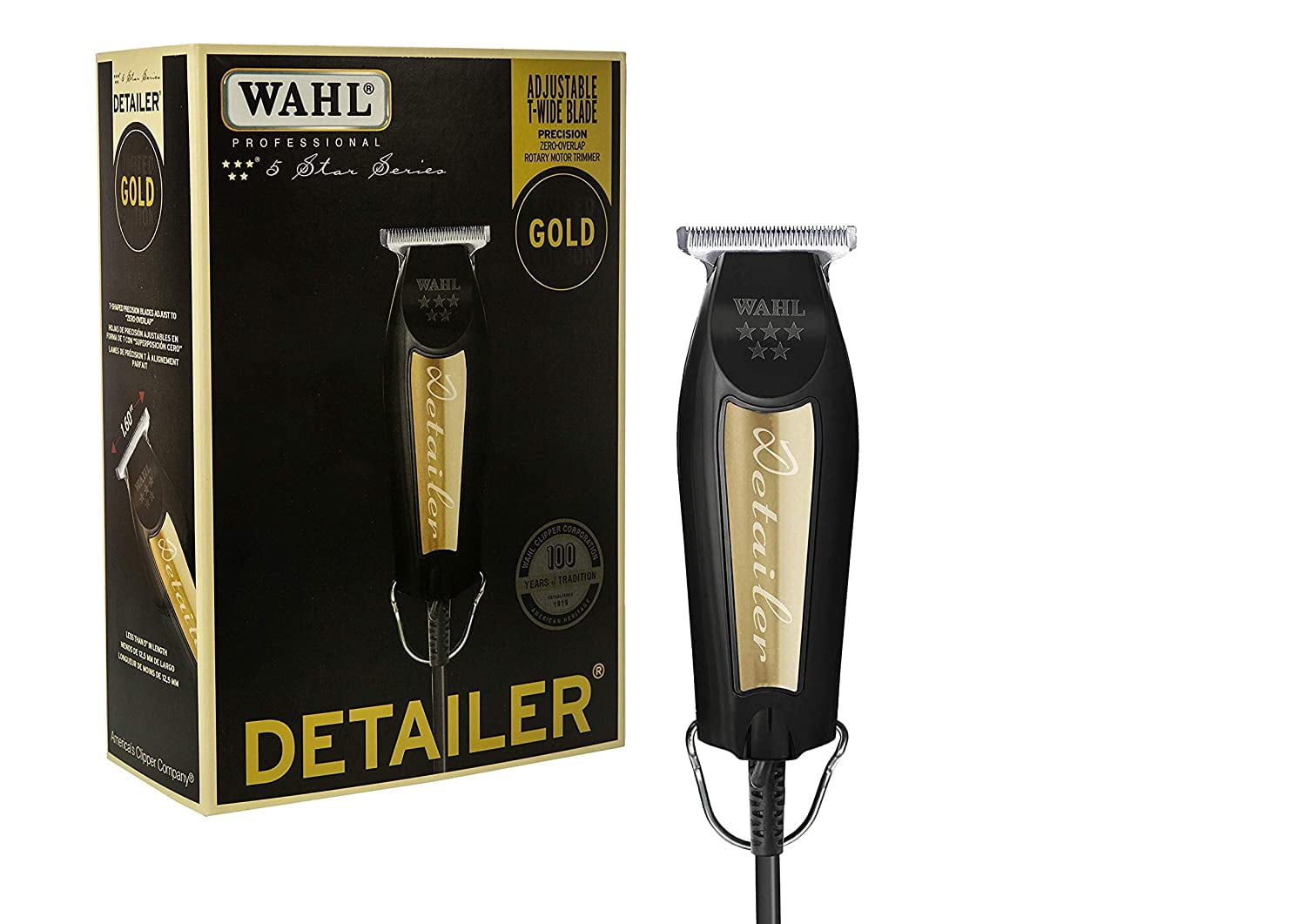 Wahl Professional 5-Star Series Limited Edition Black & Gold Corded Detailer  #8081-1100 - Great for Professional Stylists and Barbers 