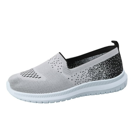 

MIASHUI Shoes for Women Ladies Fashion Breathable Knitted Mesh Flat Bottomed Casual Sports Shoes Grey 8.5