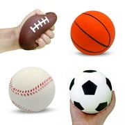Squish-Eez Jumbo Sports pack 4 Pack (4") - Soccer, Football, Basketball, Baseball Scented Slow Rising Squishy Toy