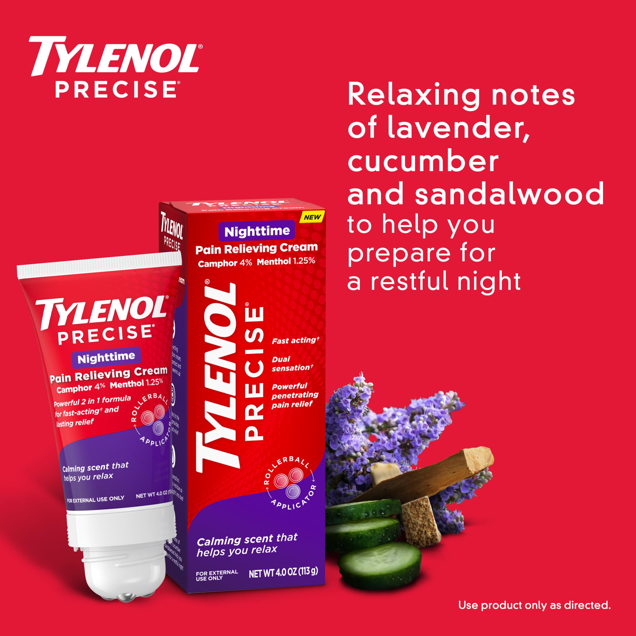 Tylenol Precise Nighttime Pain Relieving Cream, Calming Scent, 4 oz