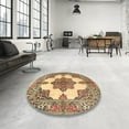 thumbnail image 4 of Ahgly Company Machine Washable Indoor Round Traditional Sienna Brown Area Rugs, 4' Round, 4 of 7