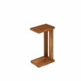 thumbnail image 3 of Demi Bonn Solid Wood C-Shaped End Table - 2-Tier Storage Shelves, Sofa Side & Bedside Use, Farmhouse Cozy Style, for Living Room/Bedroom, Brown, 3 of 4