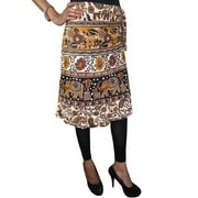 Mogul Women's Wrap Around Skirt Printed Summer Cotton  Knee Length Wrap Skirts