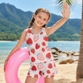 thumbnail image 4 of COEQINE 2 Piece Girls Swimsuit Tankini with Removable Pads for Ages 12-13 Years Old Rash Guard Bathing Suits Soft Comfortable Tankini Set for Pool Beach Wear, Red Strawberry, 4 of 8